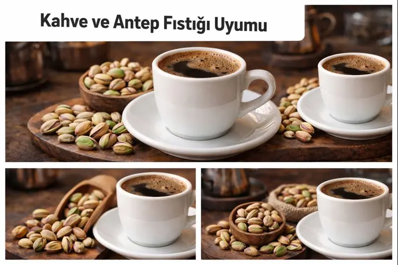 Kahve yanında Antep fıstığı ve farklı kuruyemişlerin ikramı