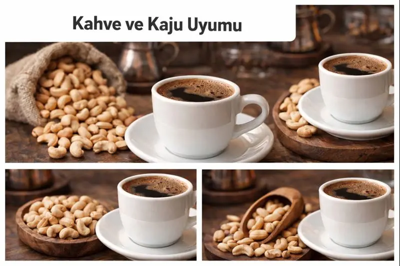 Kahve yanında kavrulmuş fındık ve sade kuruyemiş sunumu