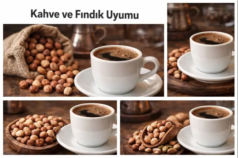 Kahve yanında kaju ve karışık kuruyemiş sunumu