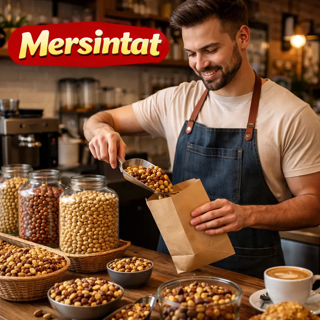 Kafeler için kuruyemiş hazırlama süreci Mersintat