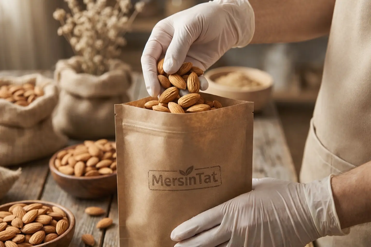 MersinTat badem paketleme ve teslimat süreci