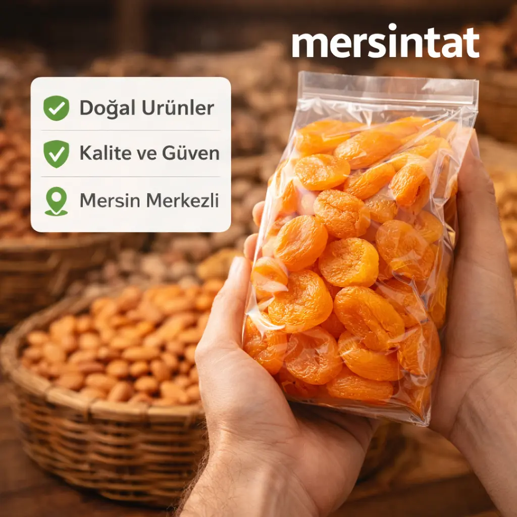 Mersintat doğal ve taze kuru kayısı detay görünüm