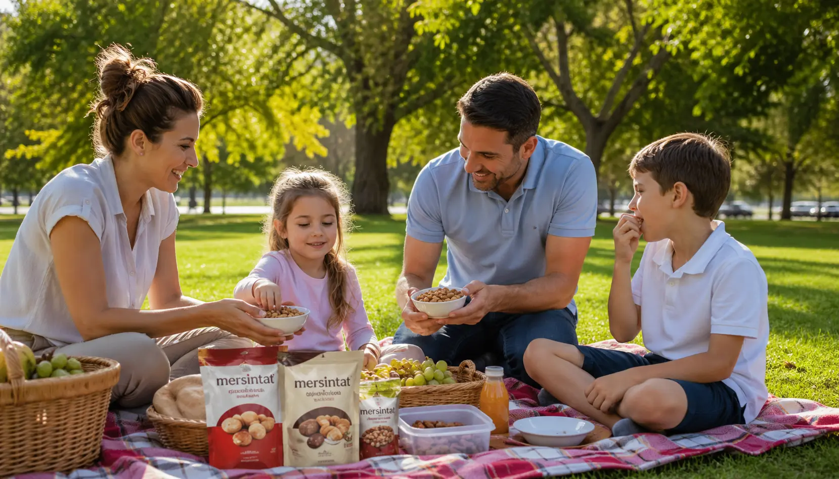 Aile pikniğinde kuruyemiş sunumu Mersintat