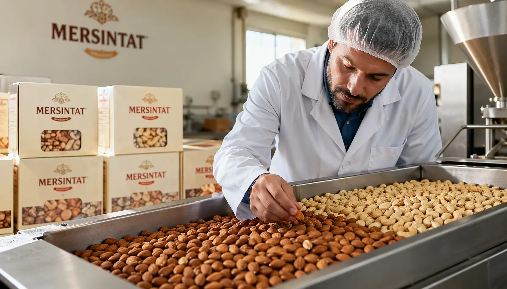 Kuruyemiş kalite kontrolü yapılan üretim alanı görseli