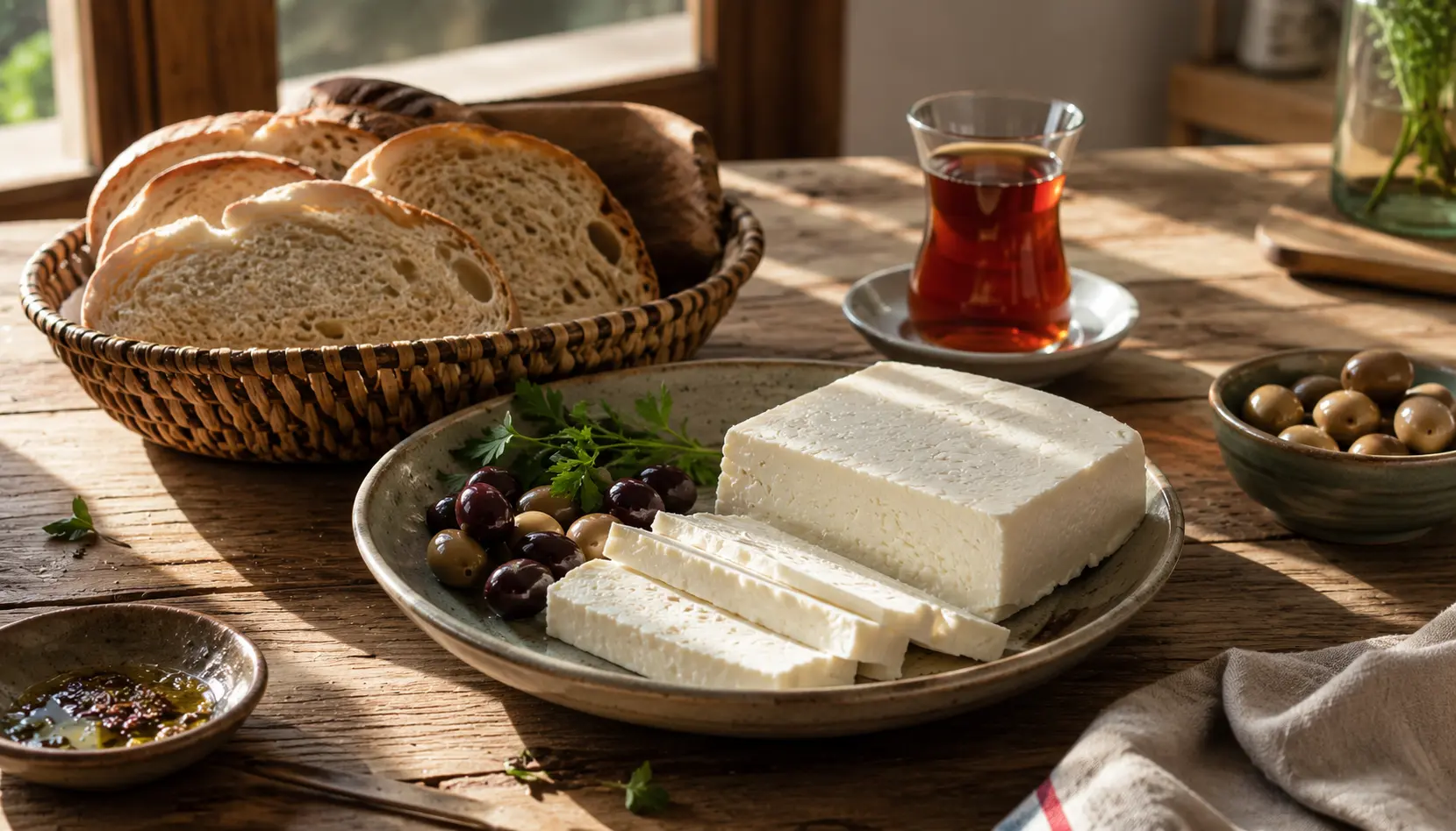Kahvaltılık doğal tulum peyniri sunumu