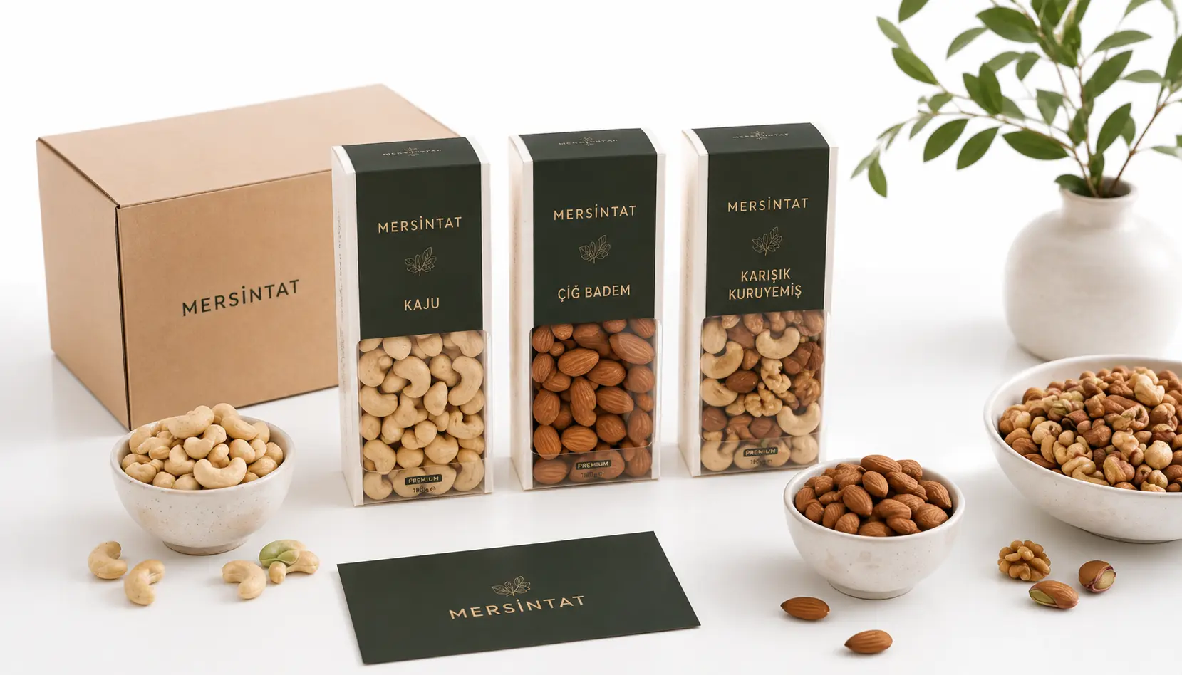 Premium kuruyemiş ecommerce ürün sunumu