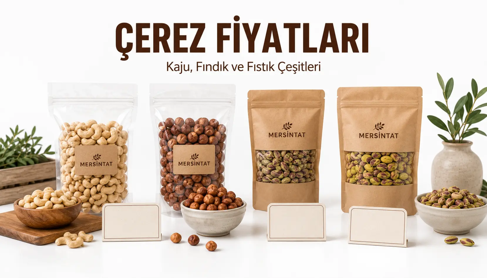 Kaju, badem, fındık, Antep fıstığı, çekirdek ve soslu çerez çeşitleri