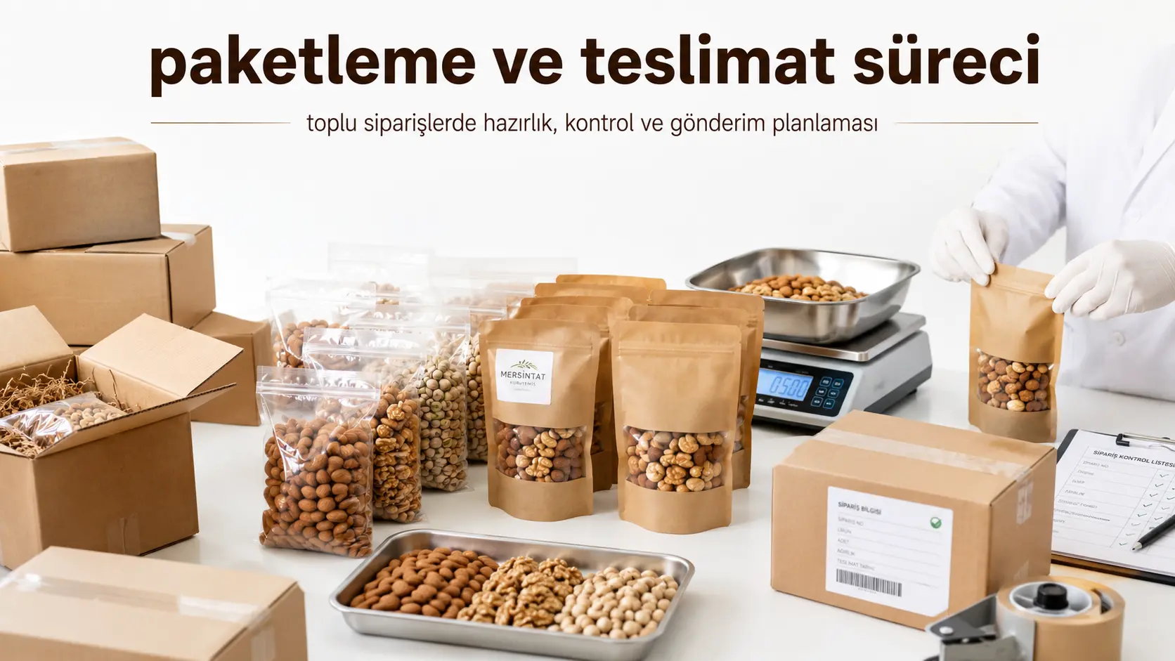 Toptan kuruyemiş siparişlerinde paketleme ve teslimat hazırlığı