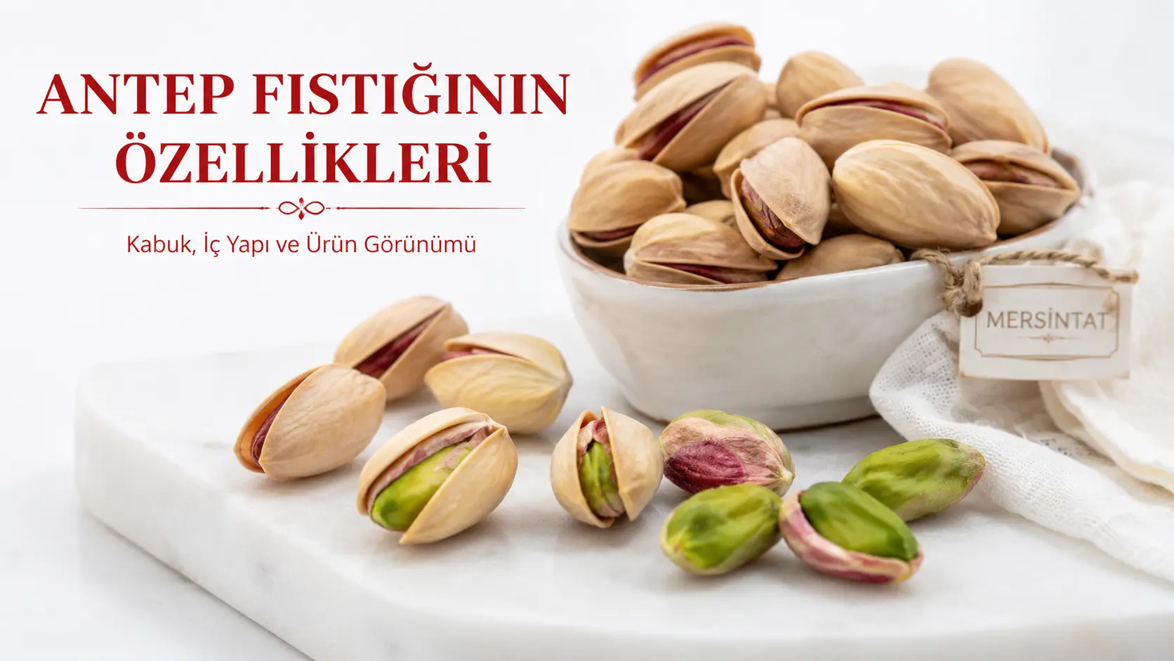 Kabuklu ve açılmış Antep fıstıklarının doğal iç yapı ve ürün görünümü