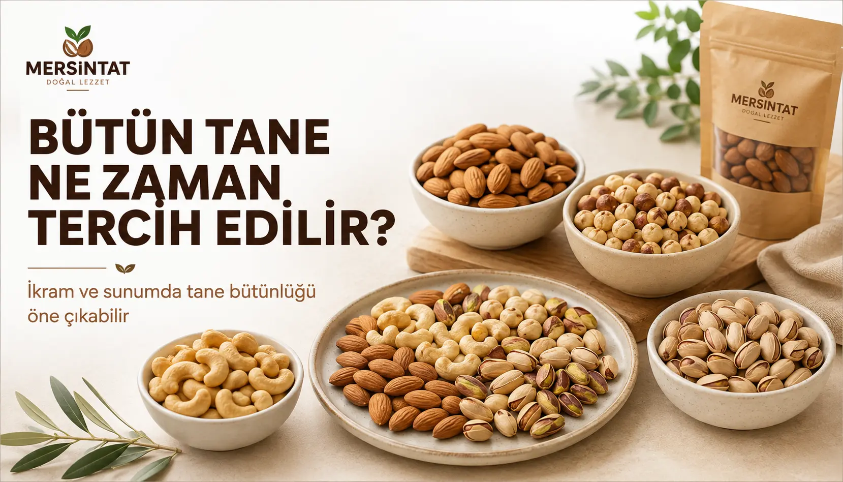 İkram ve sunum için hazırlanmış bütün tane kuruyemişler