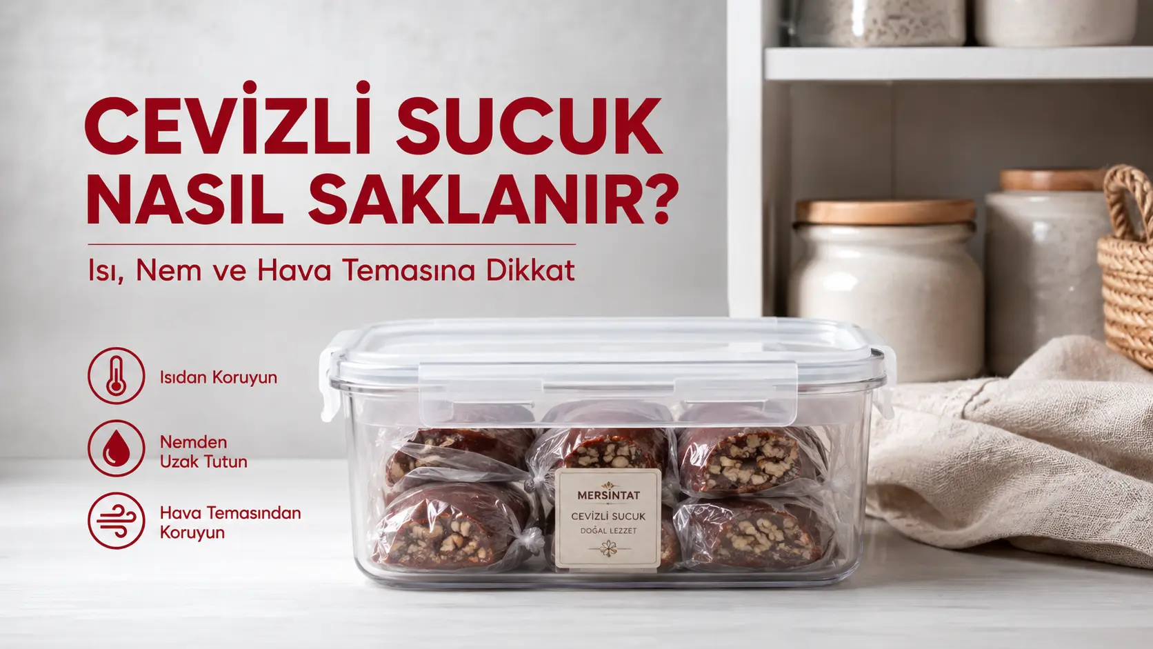 Cevizli sucuğun serin ve kuru ortamda uygun şekilde muhafaza edilmesi