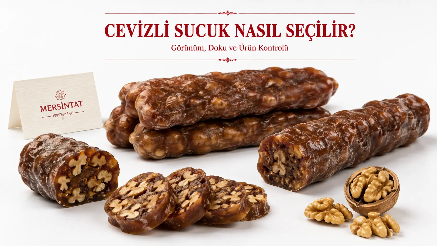 Cevizli sucuk seçerken dış yüzey, doku ve ceviz yapısının kontrol edilmesi
