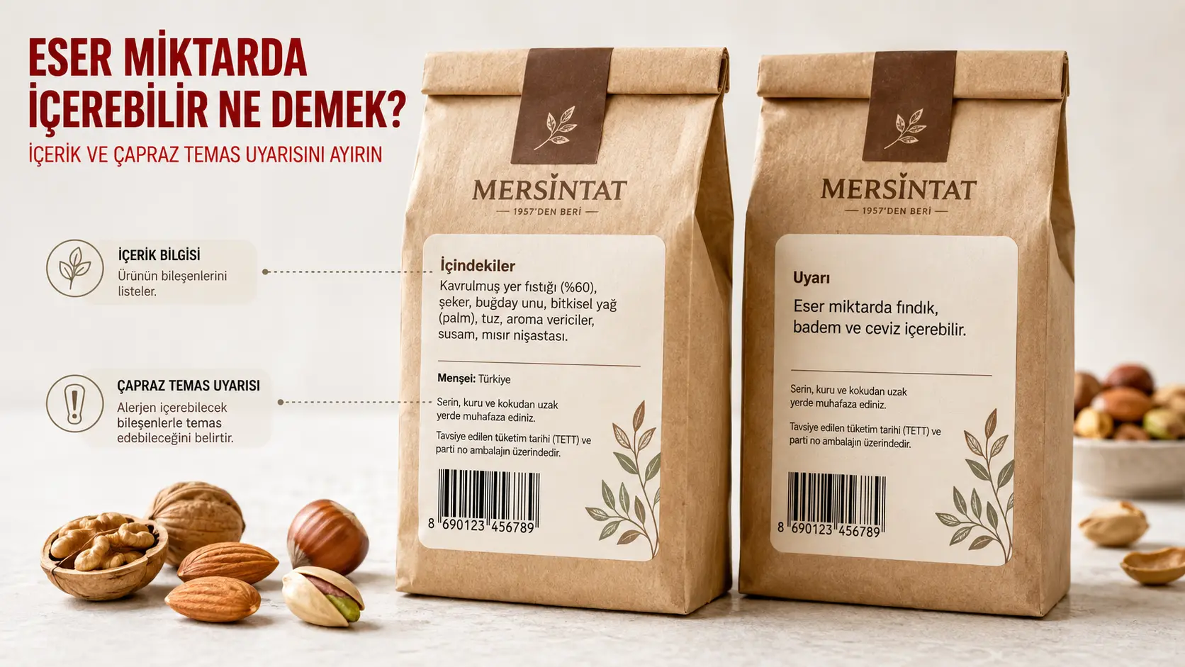 Kuruyemiş paketinde eser miktarda içerebilir uyarısının incelenmesi