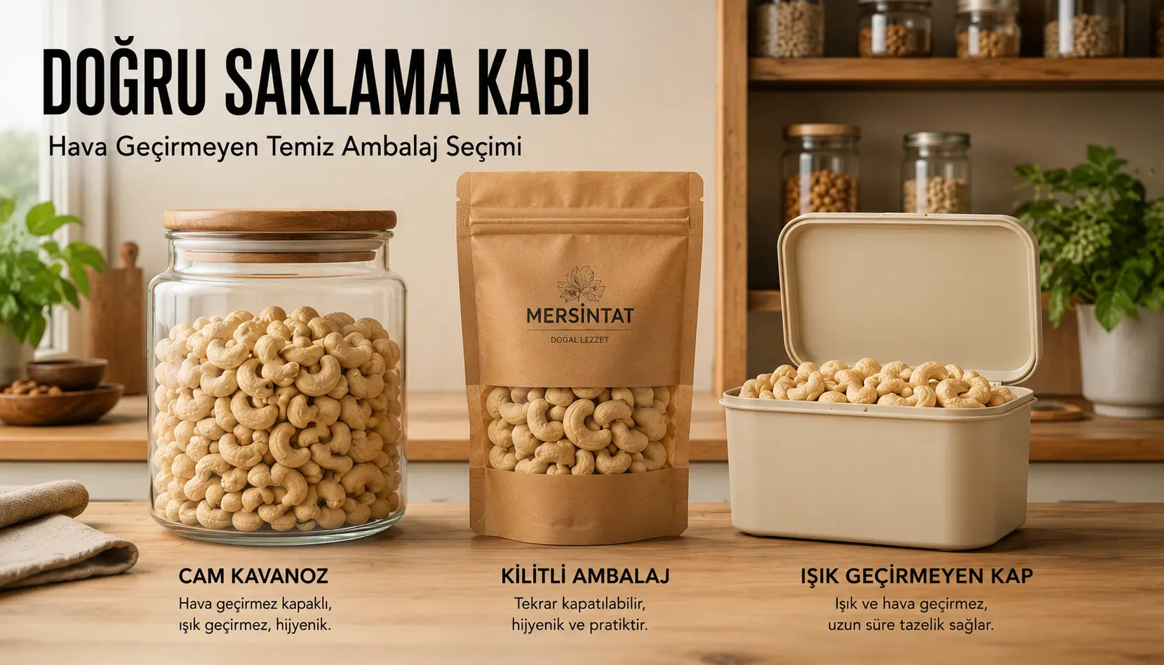 Kaju için hava geçirmeyen cam kavanoz ve kapalı saklama kapları