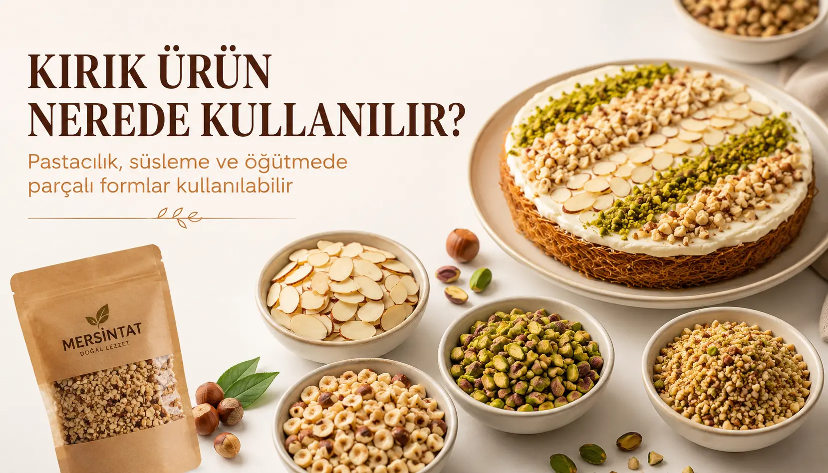 Pastacılık ve süslemede kullanılan kırık ve parçalı kuruyemişler
