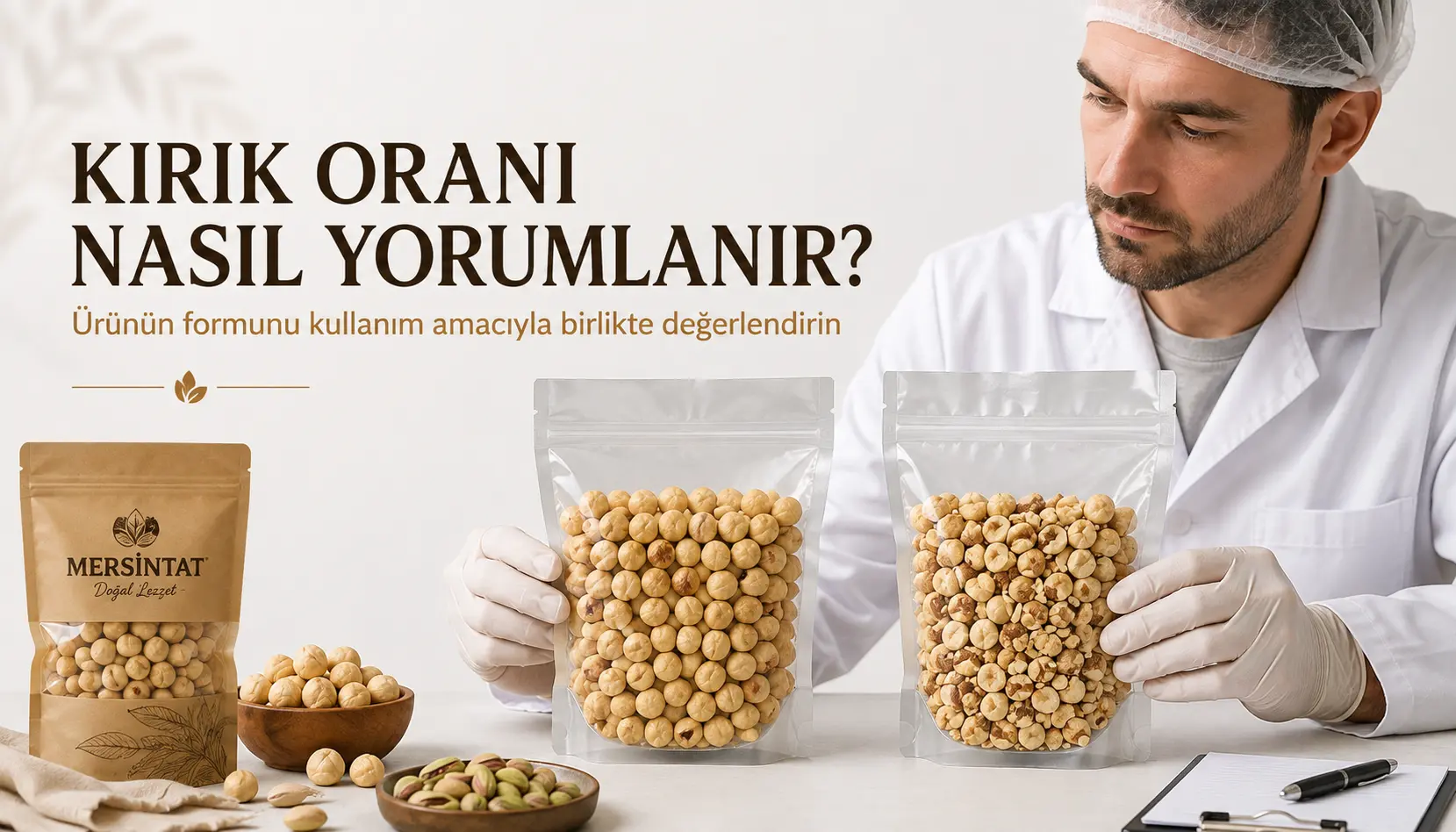 Bütün tane ve kırık oranı farklı iki kuruyemiş paketinin karşılaştırılması