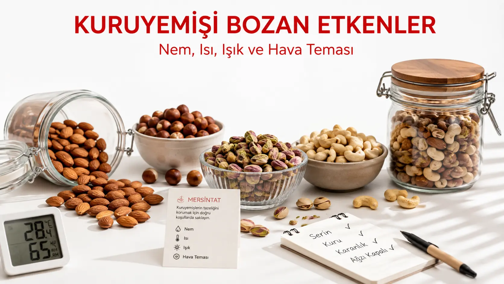 Kuruyemişleri bozan etkenleri gösteren görsel