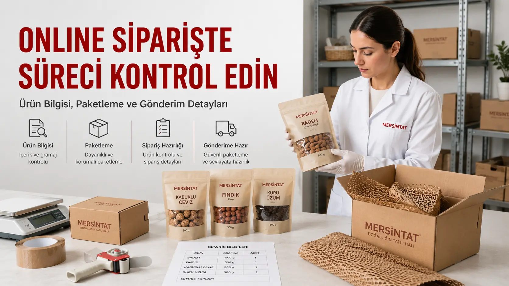 Online kuruyemiş siparişinde ürün paketleme ve gönderim öncesi kontrol süreci