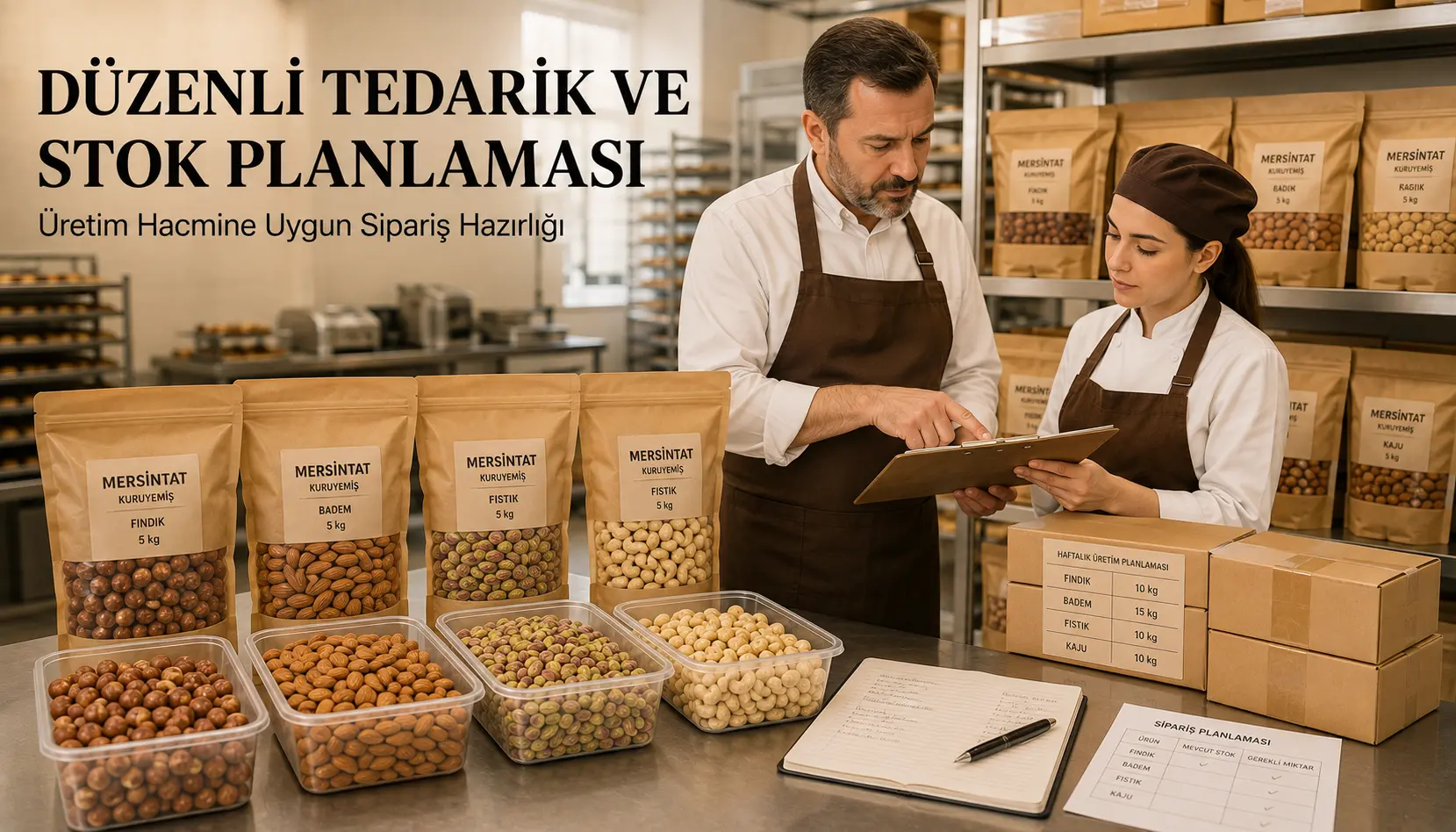 Pastaneler için düzenli kuruyemiş tedariki ve stok planlaması