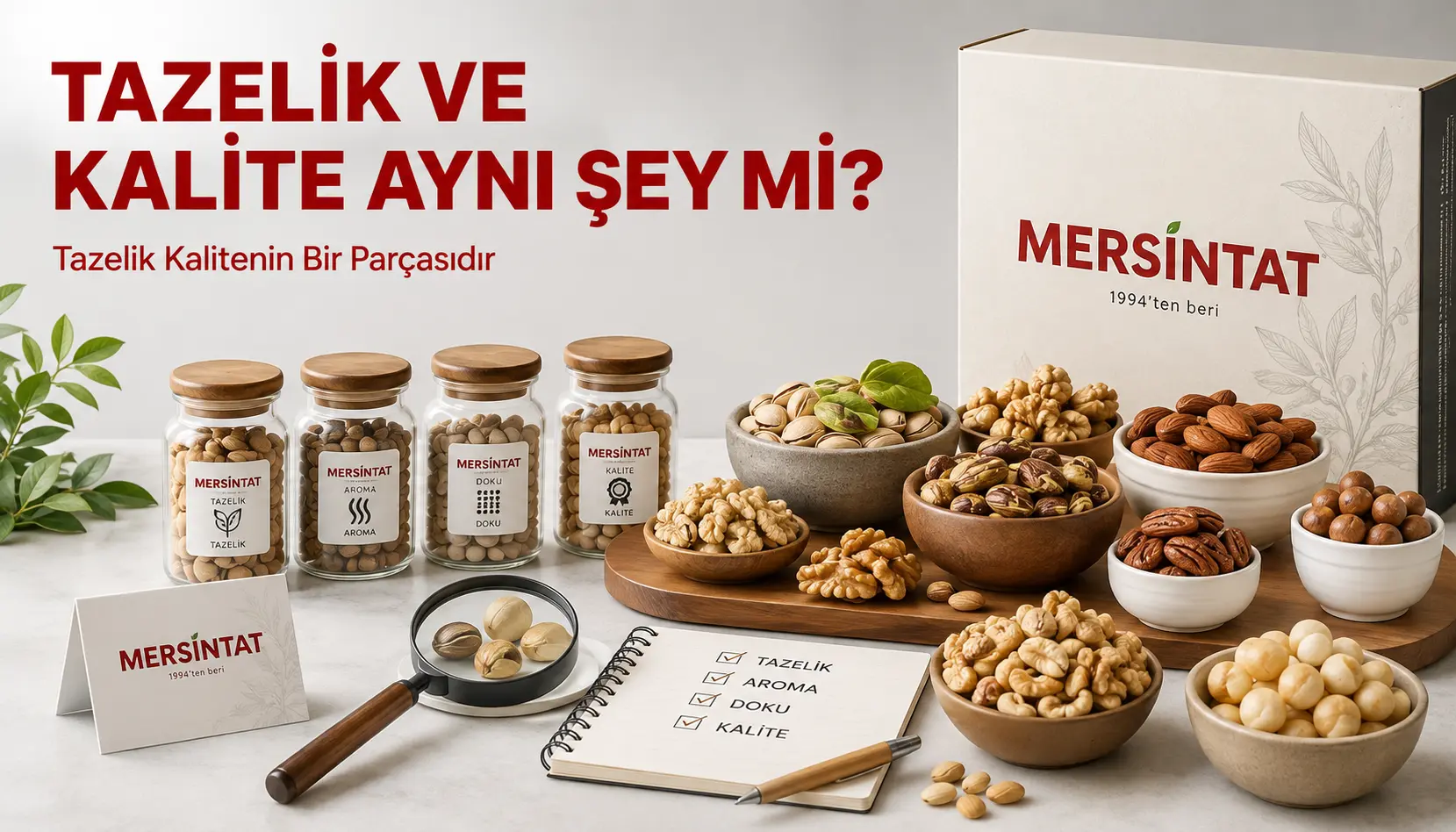 Kuruyemişte tazelik ile kalite arasındaki ilişkiyi gösteren MersinTat görseli