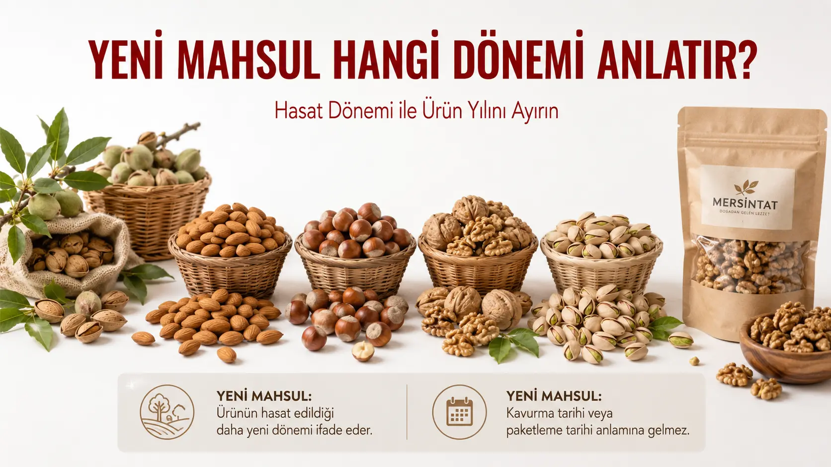 Yeni mahsul kuruyemiş kavramını hasat dönemi üzerinden anlatan ürün görseli